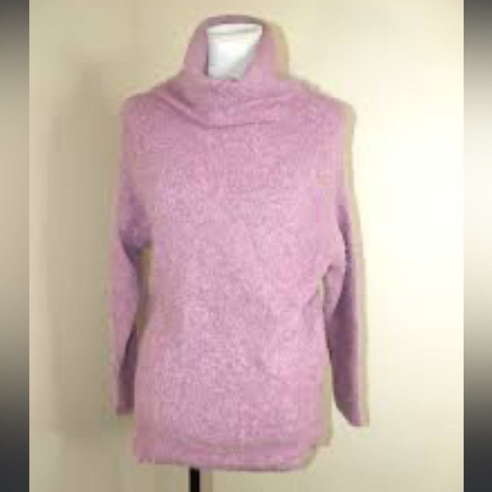 womens cowl turtle neck Boucle knit sweater
